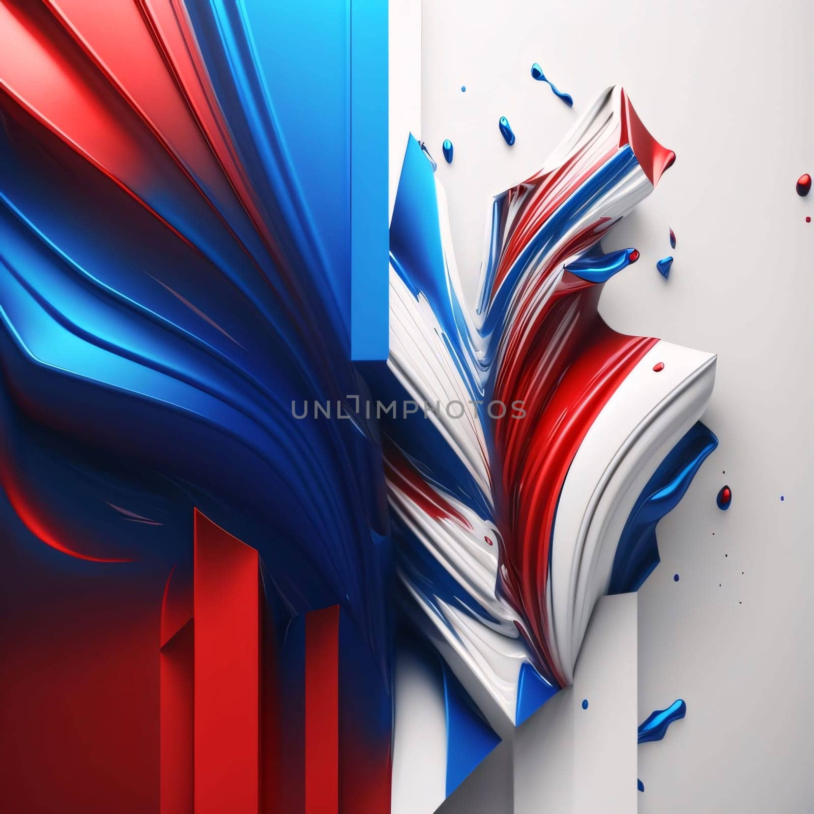 Abstract background design: 3d illustration of abstract background with red, blue and white stripes