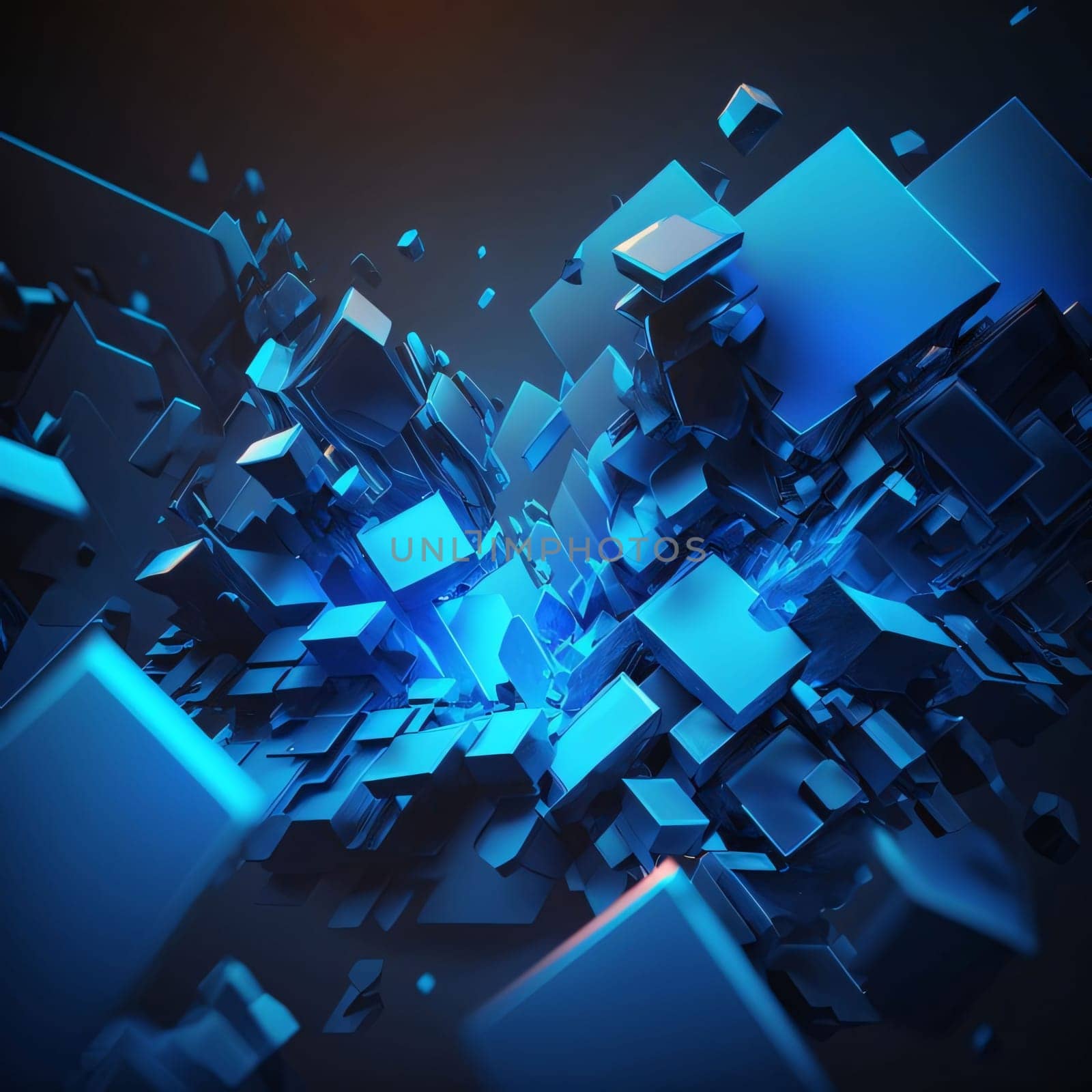 Abstract background design: Abstract 3d rendering of chaotic shape. Futuristic background with cubes.