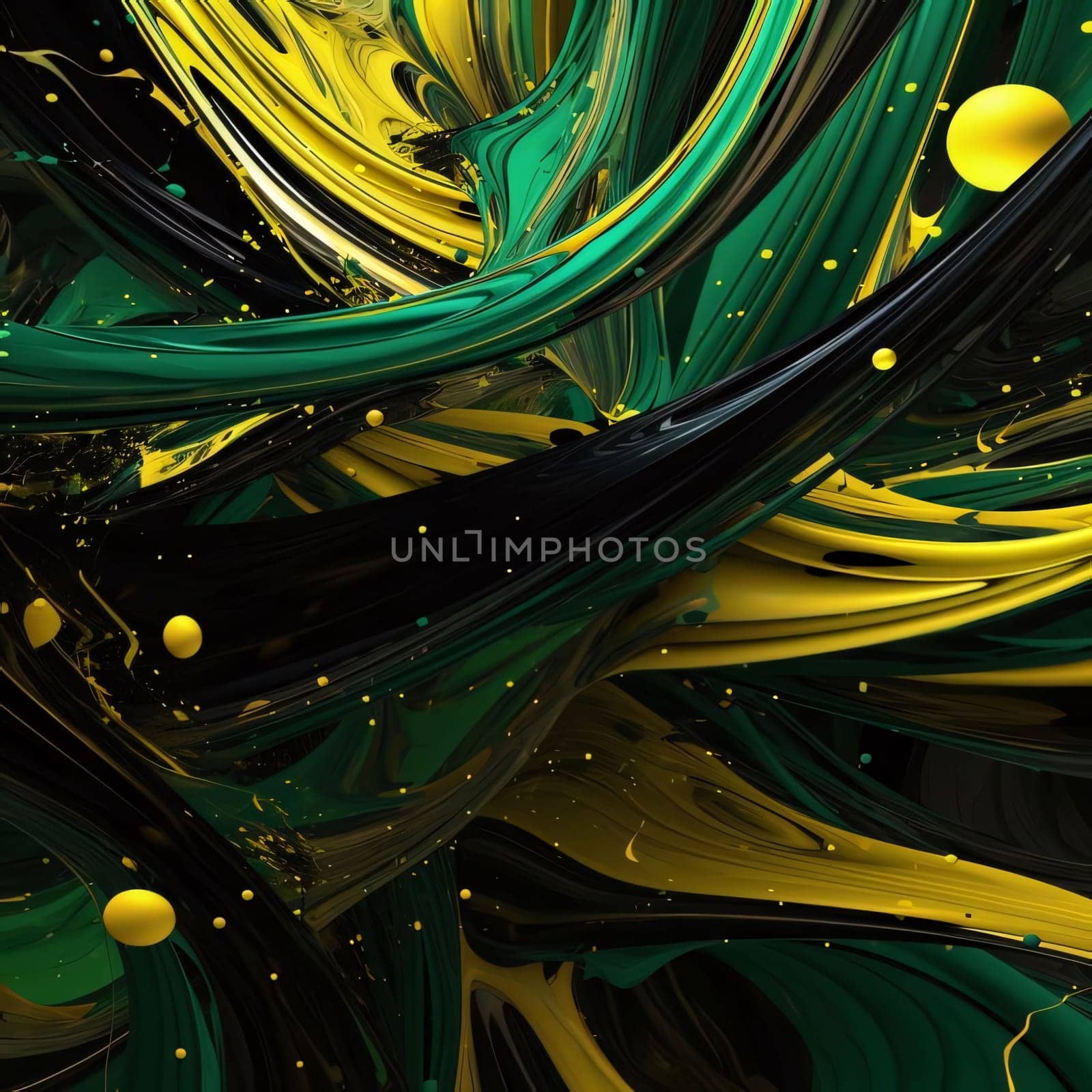 Abstract background design: Abstract background with green and yellow paint splashes. 3d rendering