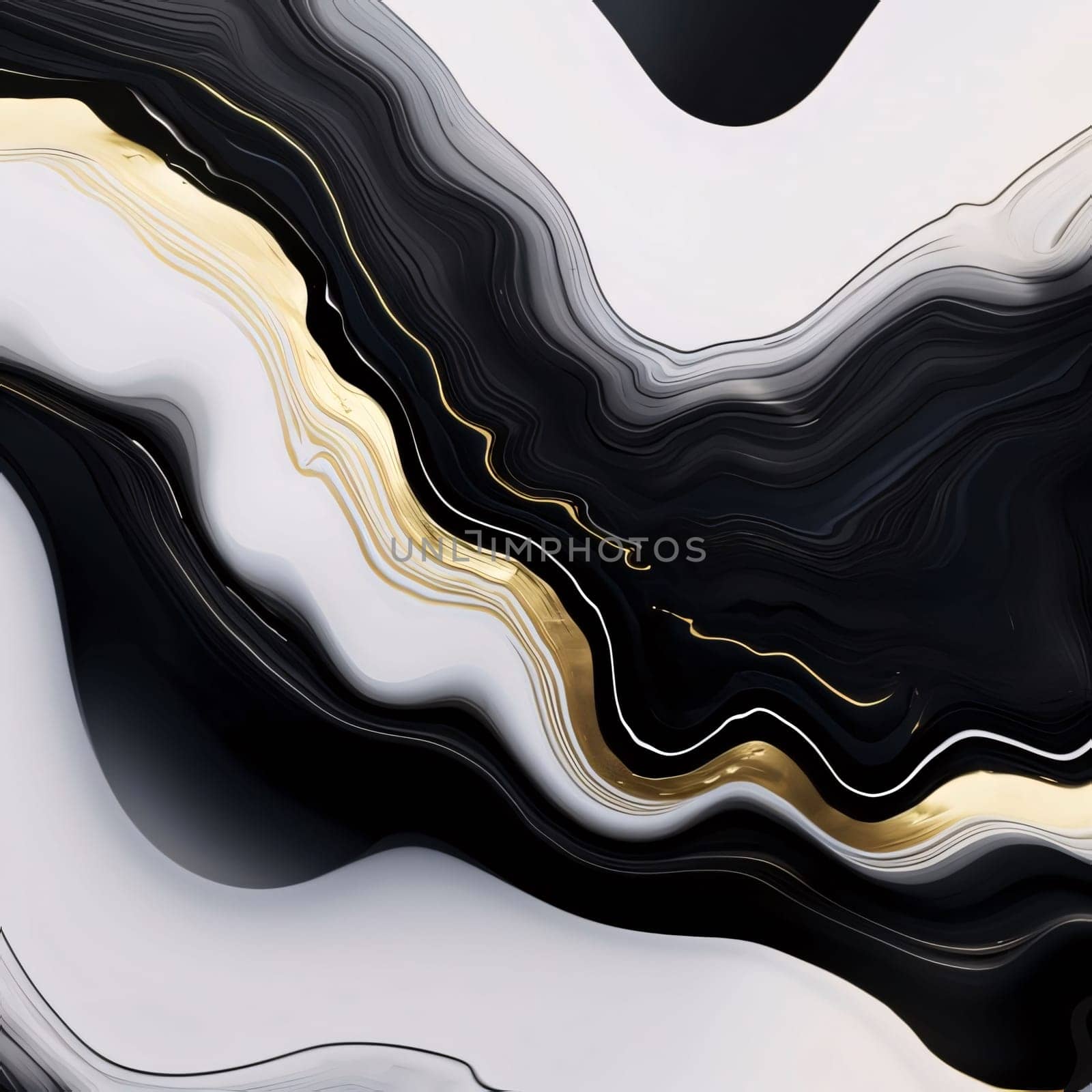 Abstract background design: Black and white marble background with gold pattern. 3d rendering, 3d illustration.