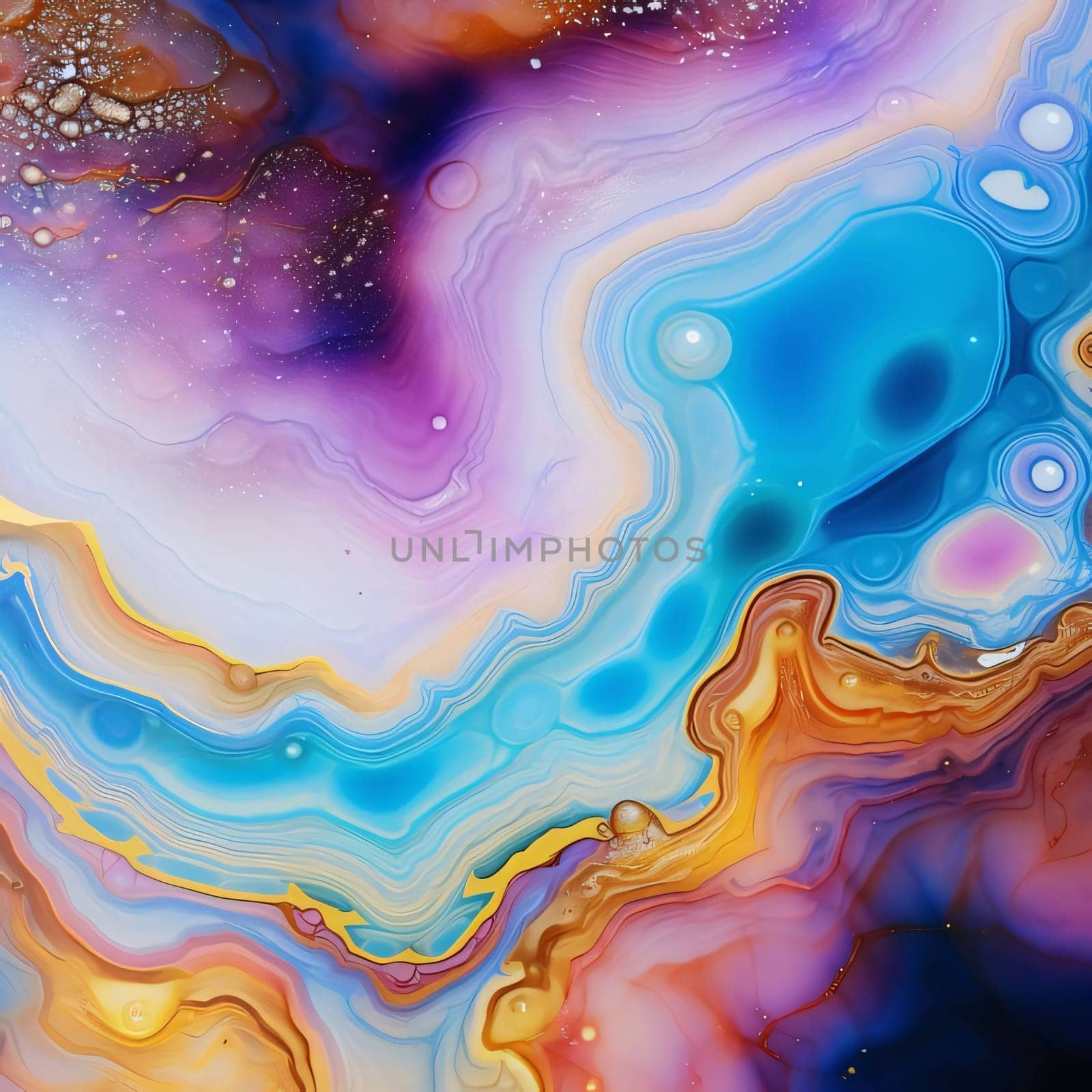 Abstract background design: Abstract background with a psychedelic pattern in blue, orange and purple colors