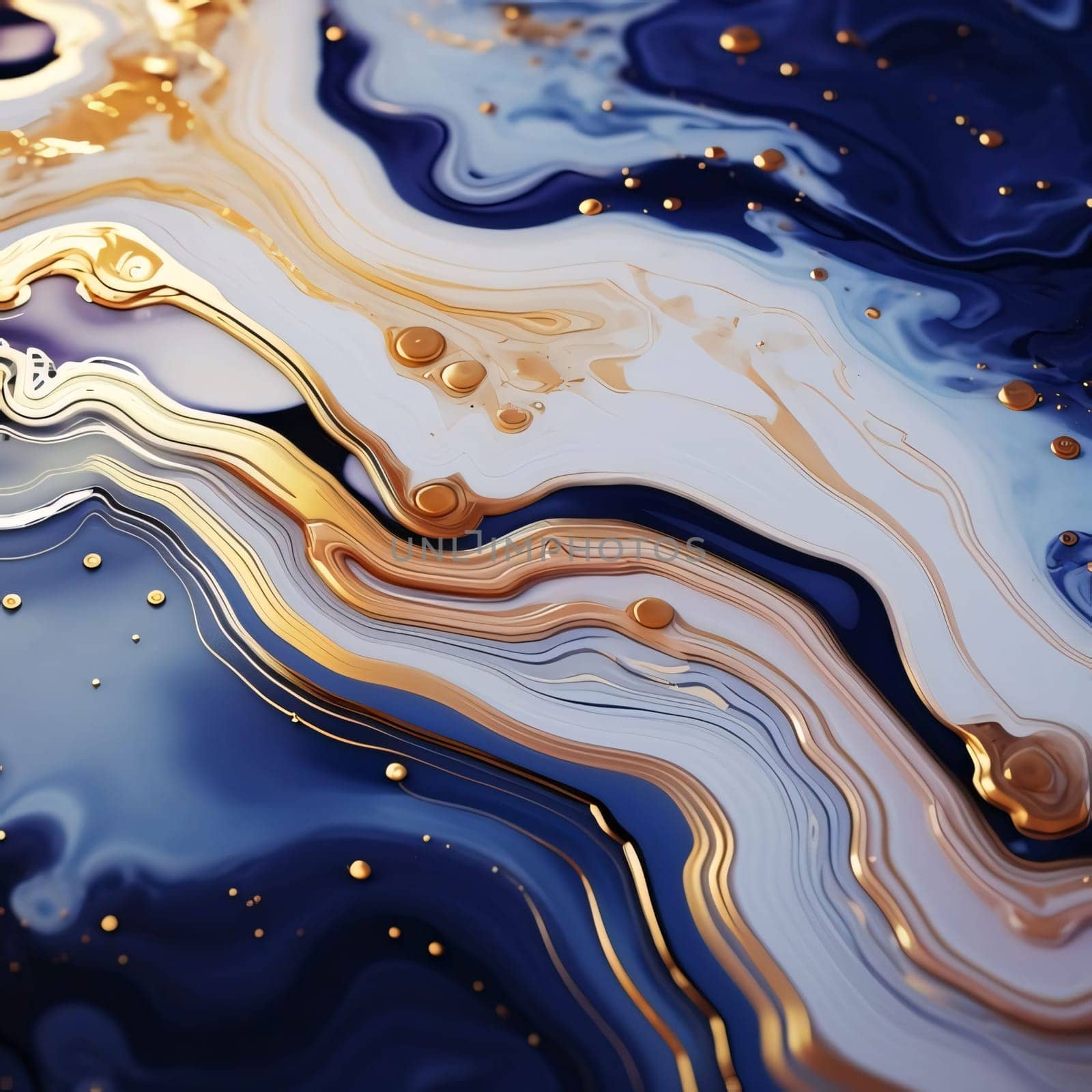 Abstract background design: Blue and gold abstract background. Liquid marble pattern. 3d rendering