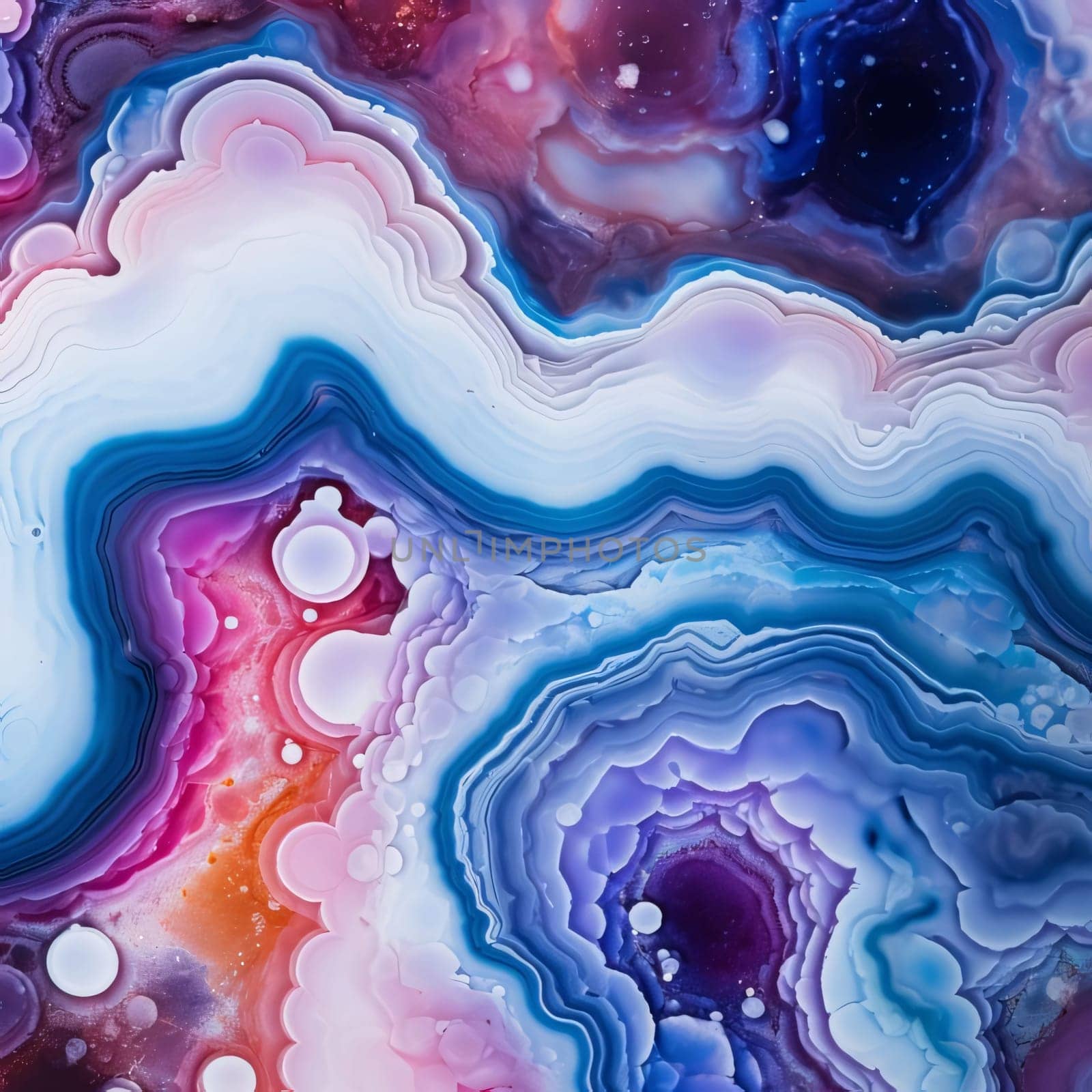 Abstract background design: abstract background with blue and pink agate crystals in the water