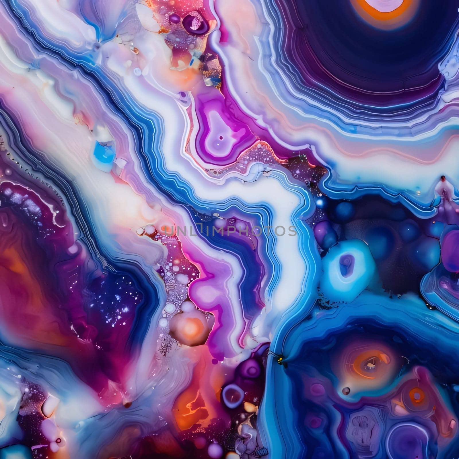 Abstract background design: abstract background with blue, purple and orange swirls and circles