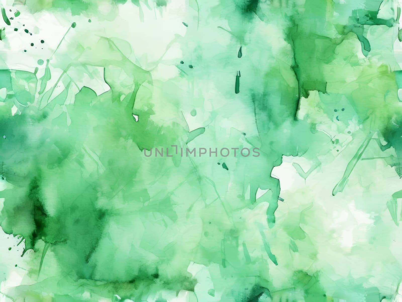 Green watercolor background. Watercolor backdrop with brushes smears in green color on white paper background as watercolor background with copy space.
