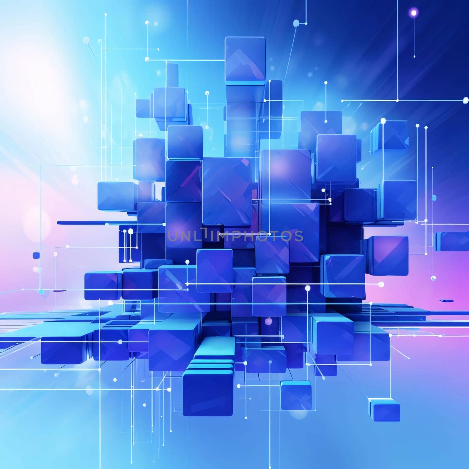 Abstract background design: Abstract blue background with cubes. 3d render, 3d illustration