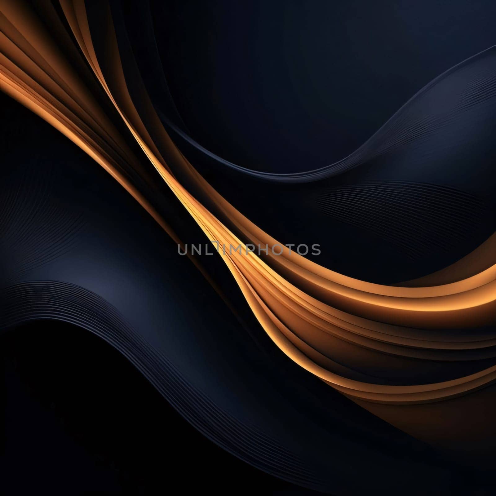 Abstract background design: abstract background with smooth wavy lines in black and orange colors