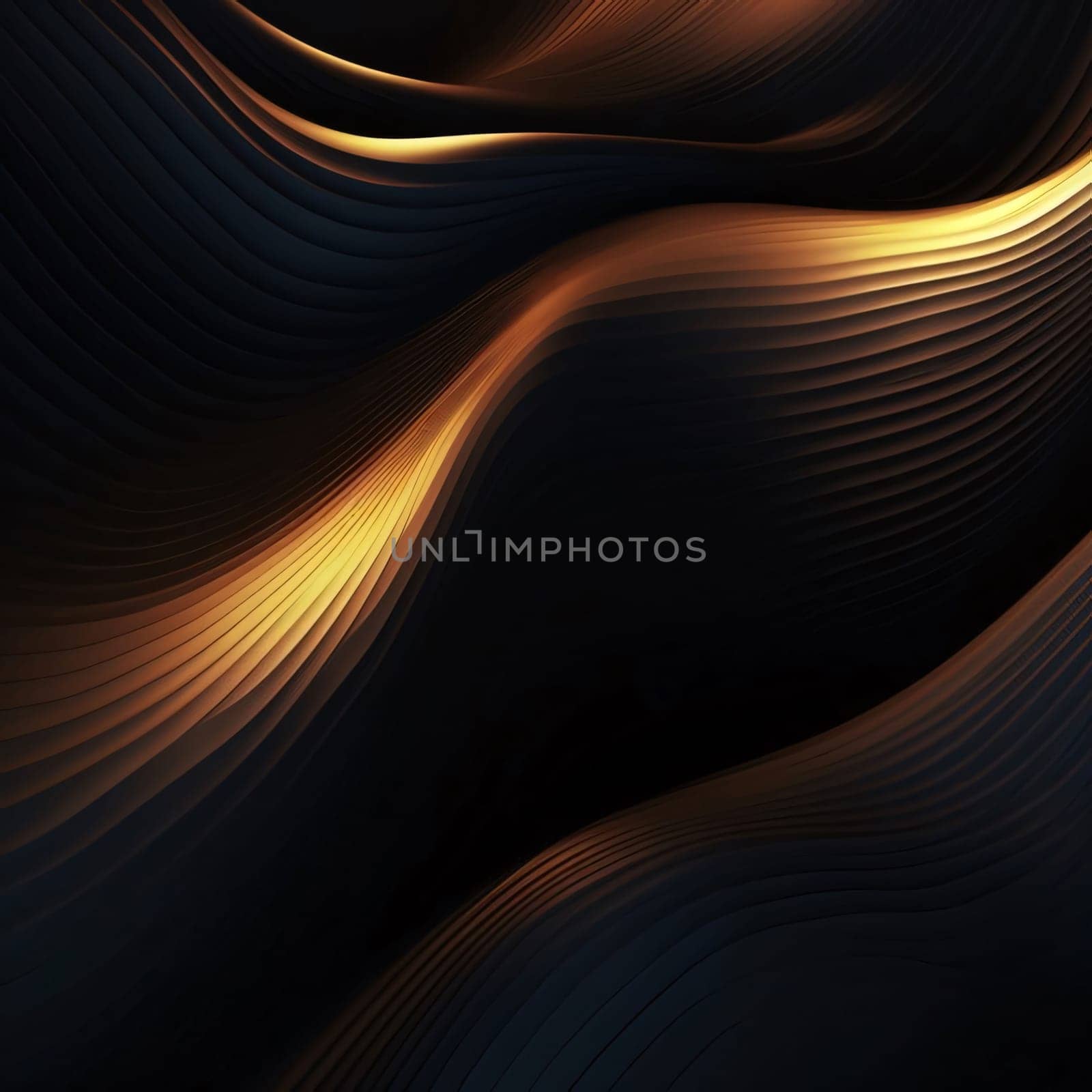 Abstract background design: abstract background with smooth wavy lines in black and gold colors