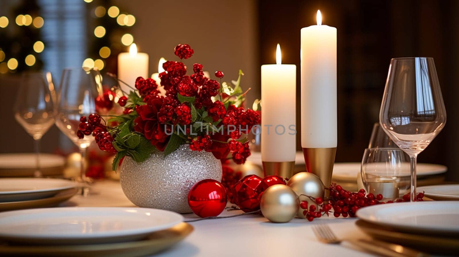 Holiday table decor, Christmas holidays celebration, tablescape and dinner table setting, English country decoration and home styling inspiration