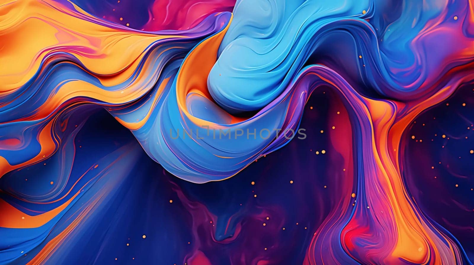 Abstract background design: Abstract background of acrylic paints in blue, orange and purple colors.
