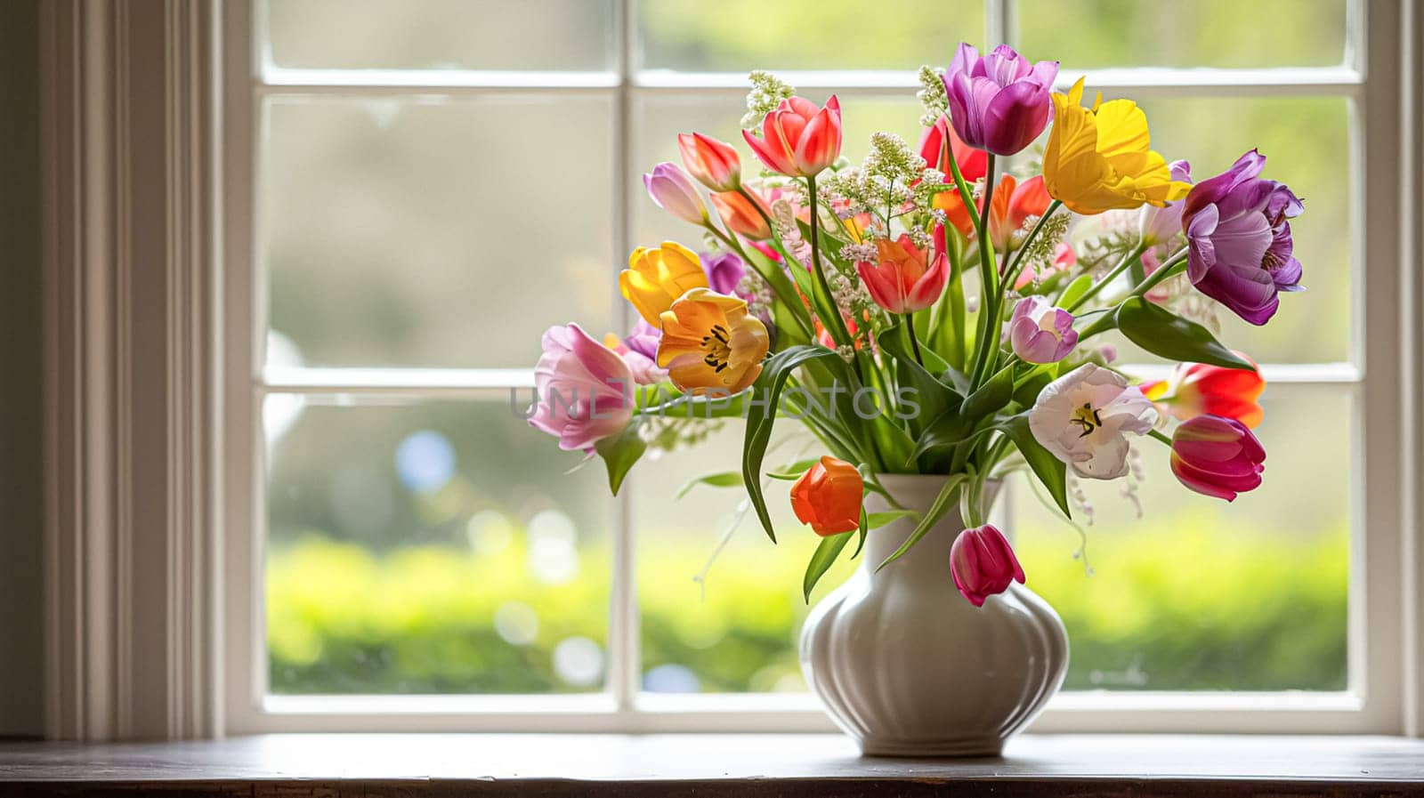 Spring flowers in vintage vase, beautiful floral arrangement, home decor, wedding and florist design by Anneleven