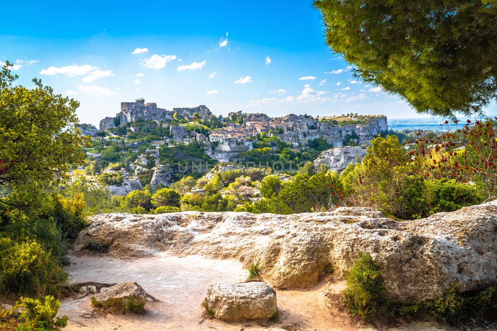 Les Baux de Provence scenic town on the rock view by xbrchx