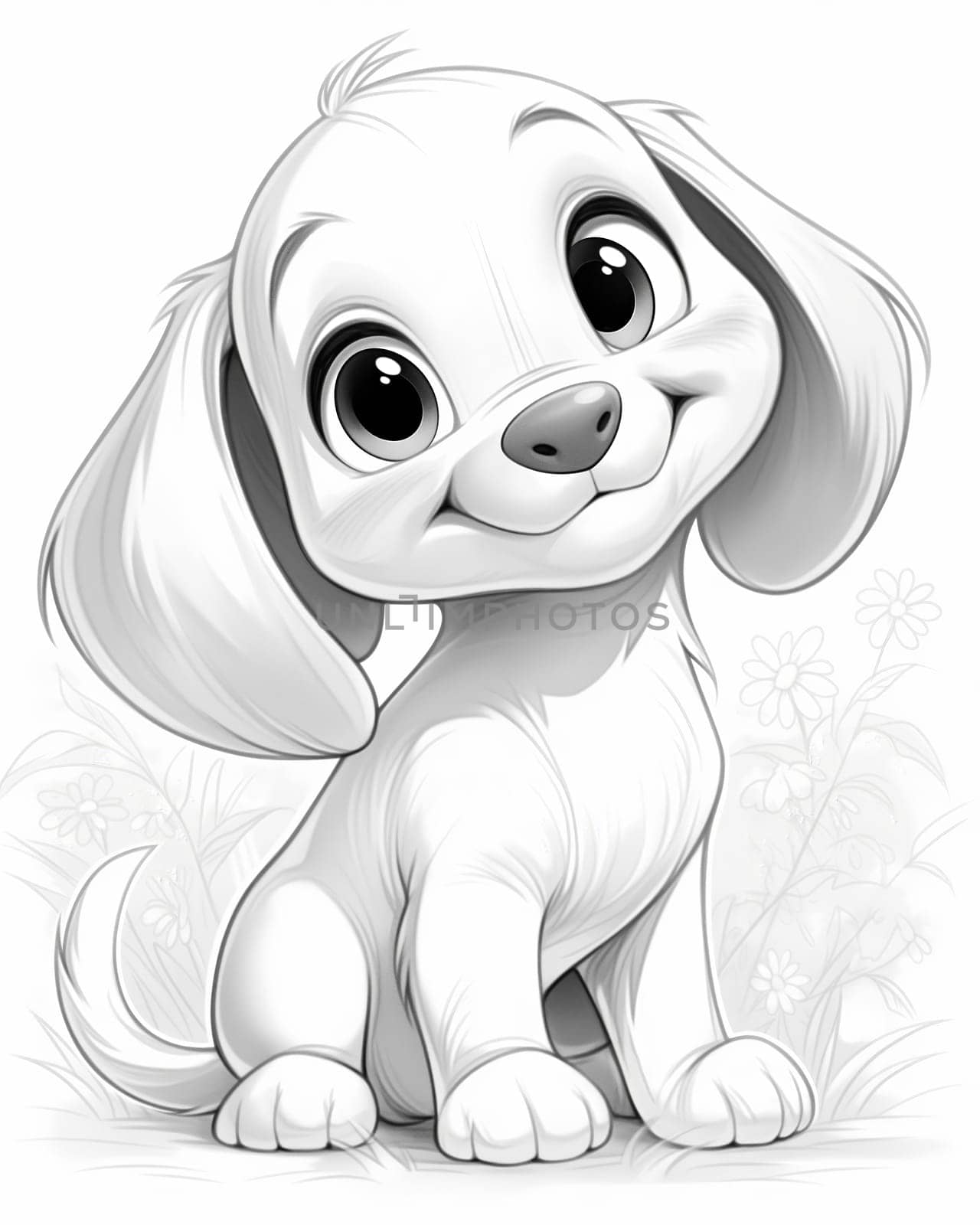 Black and white illustration for coloring animals.