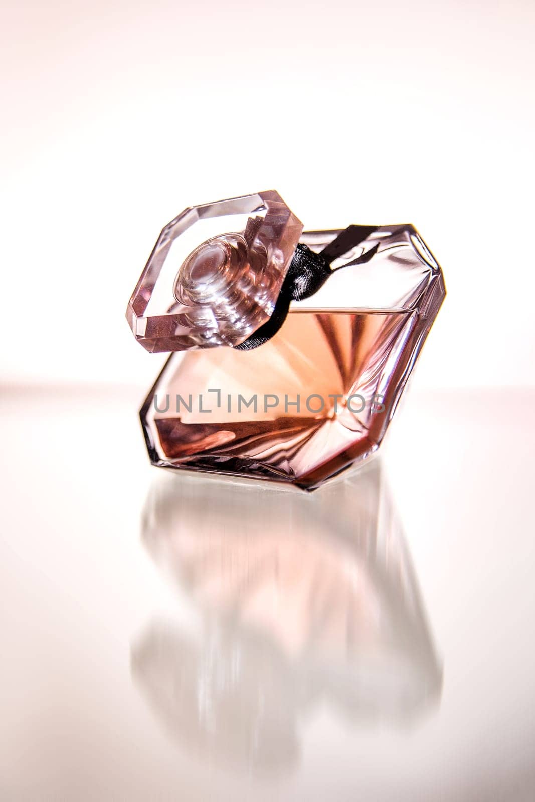 beautiful glass perfume bottle close-up. subject photo.