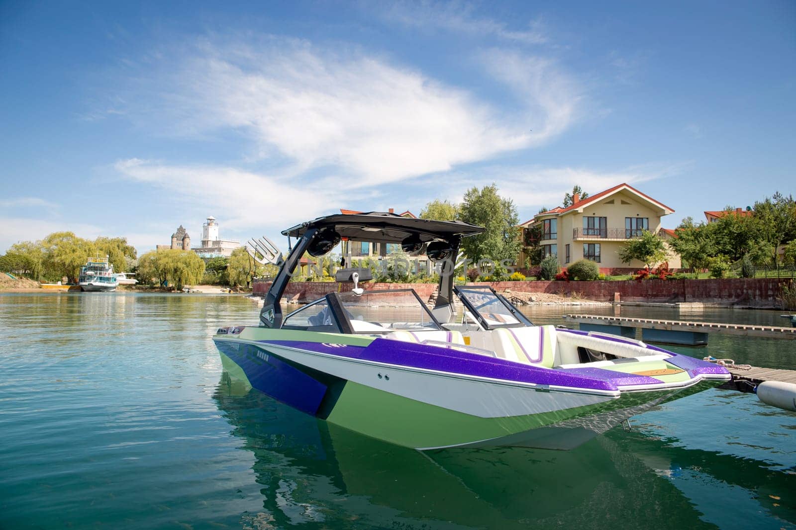 pleasure boat on the water on a sunny summer day.