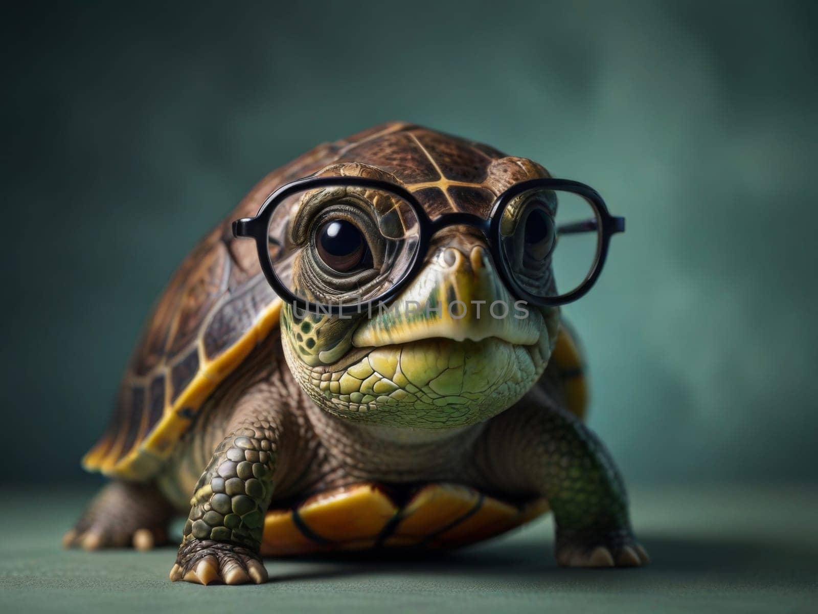 Turtle in sunglasses, close-up portrait. Generative AI by Yurii73