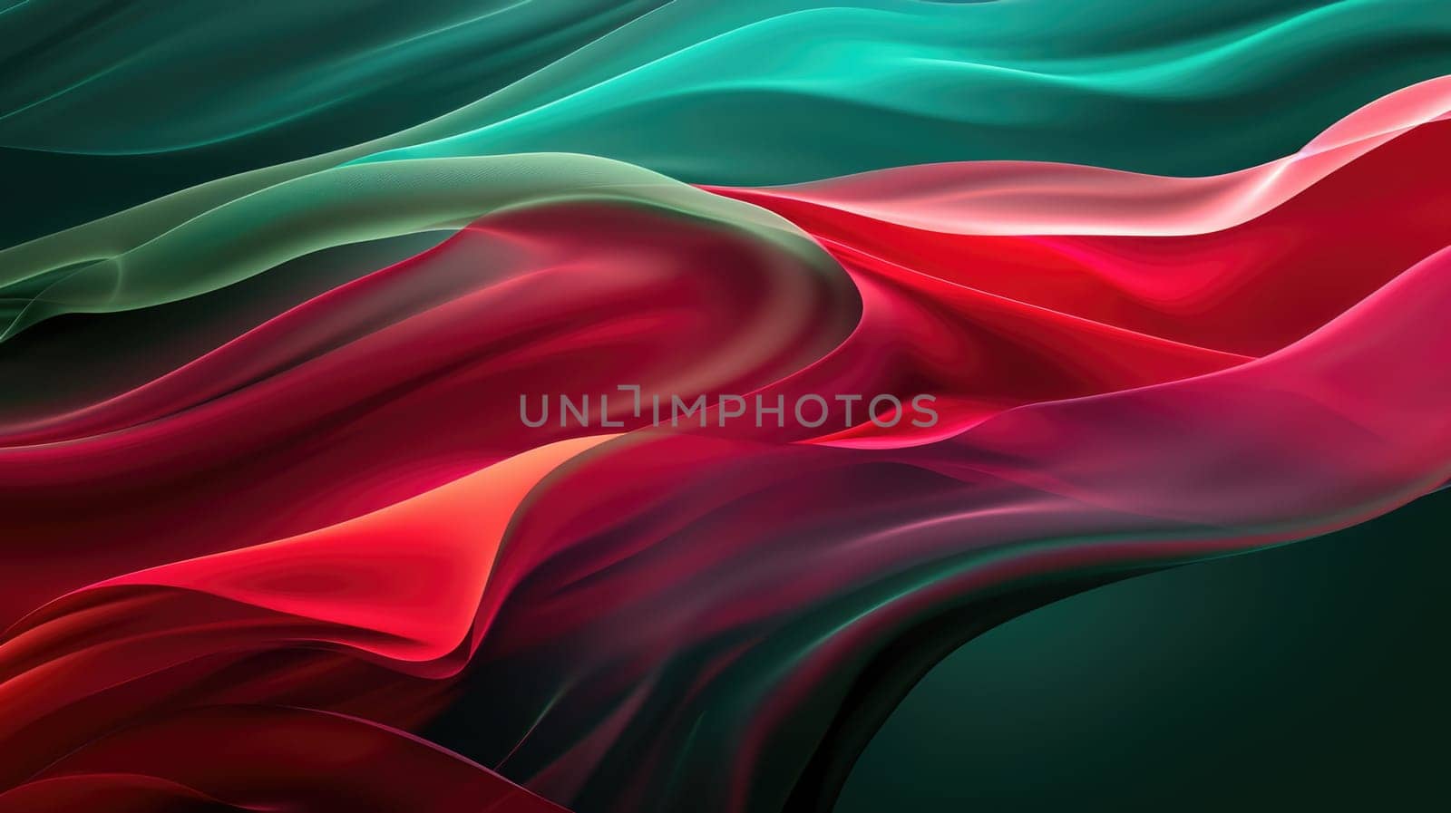 The abstract picture of the two colours of red and green colours that has been created form of the waving shiny smooth satin fabric that curved and bend around in this beauty abstract picture. AIGX01.