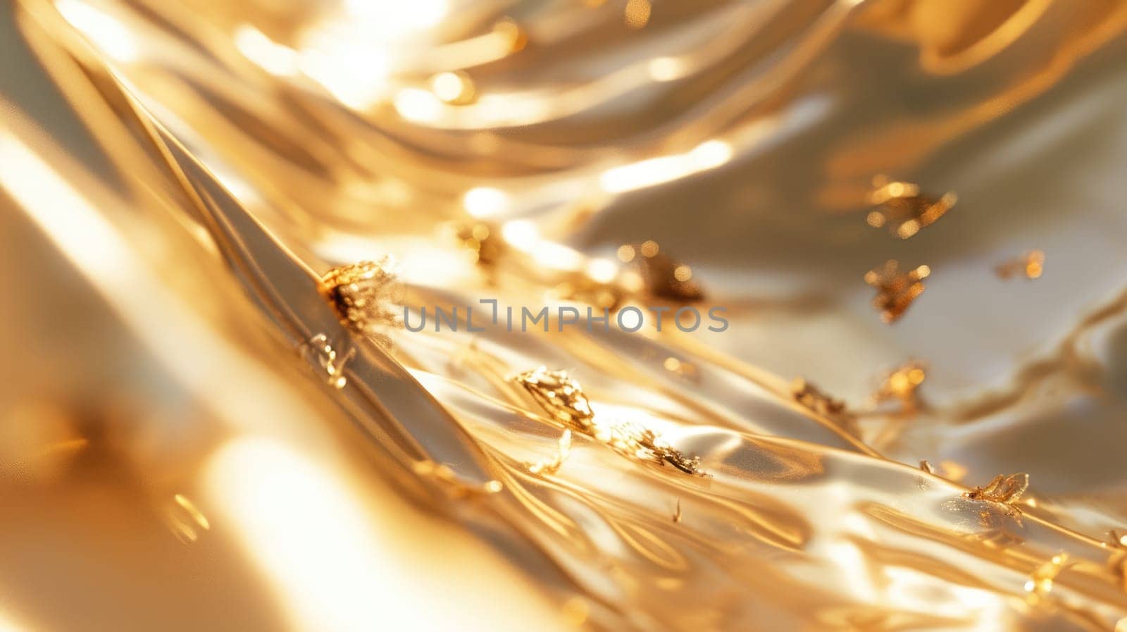 The abstract picture about gold water or liquid that has been flowing, waving, shining and reflected light to the camera like it has been made the light by itself that make it so beautiful. AIGX01.