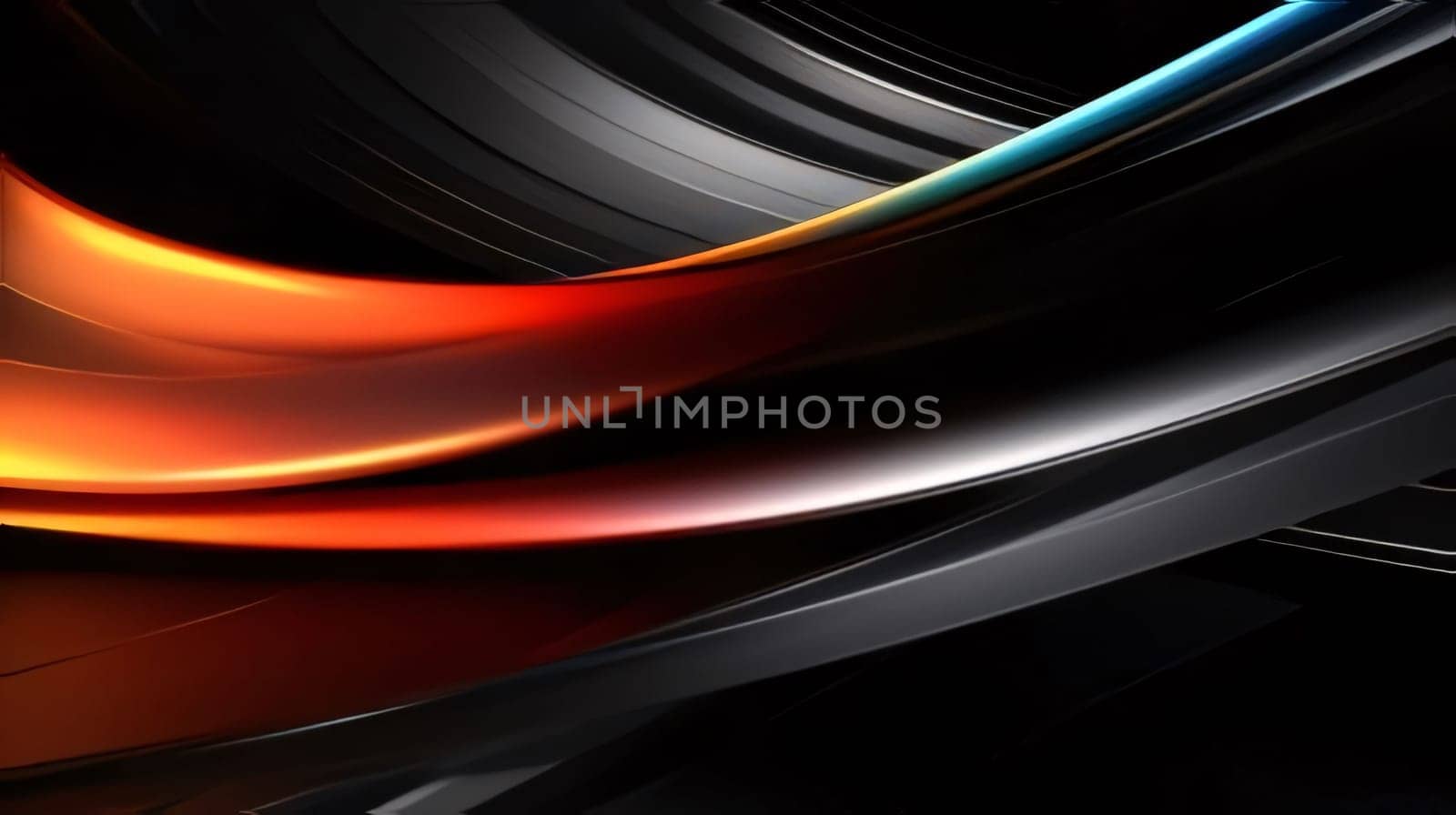 Abstract background design: 3d rendering of abstract background with smooth wavy lines in black and orange