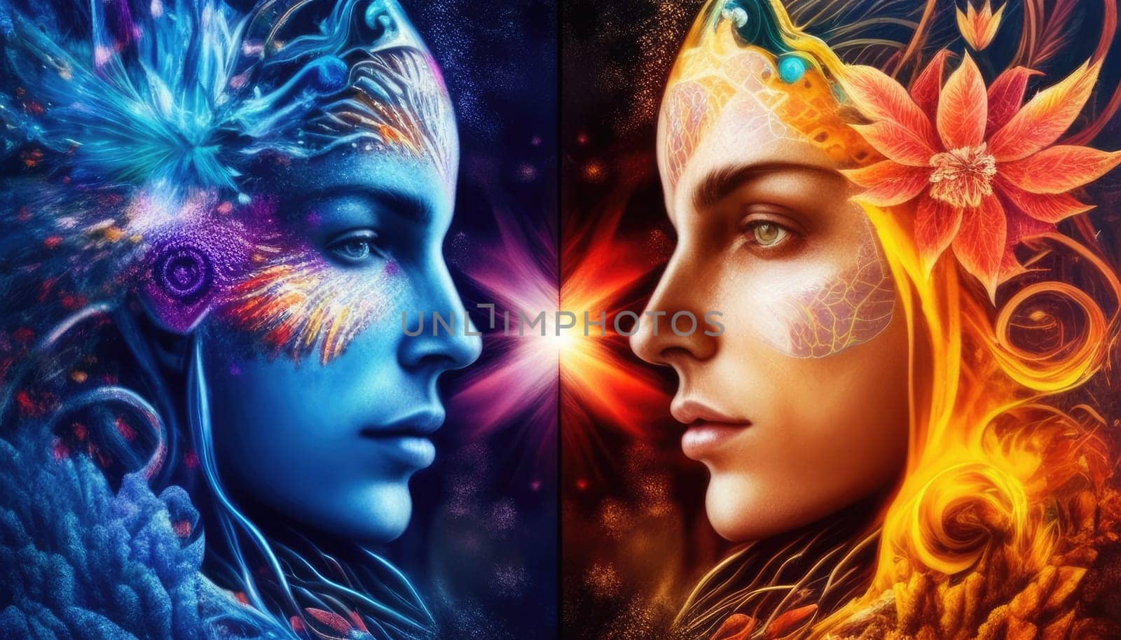 abstract two faces hot and cold concept AIG51A.