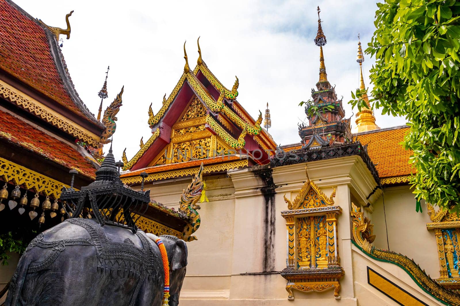 Building house room at golden gold Wat Phra That Doi Suthep temple temples in Chiang Mai Amphoe Mueang Chiang Mai Thailand in Southeastasia Asia.