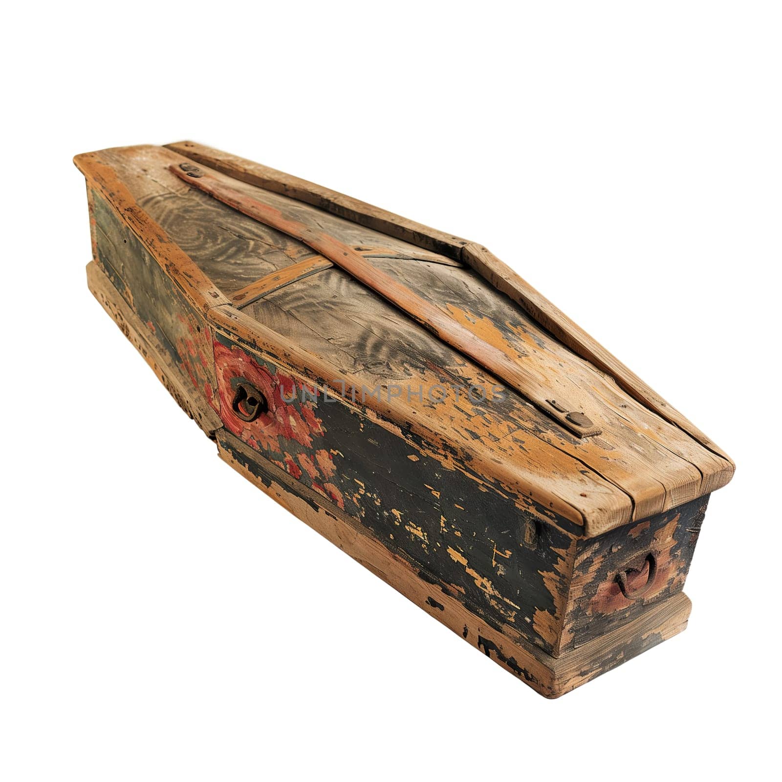 Cut out photo of halloween wooden coffin ai generated image