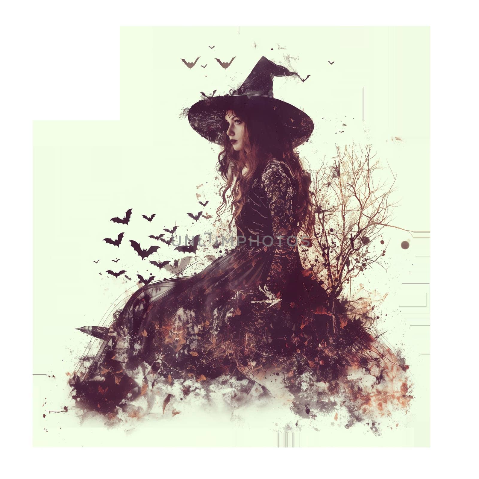 Cut out photo of halloween witch ai generated image