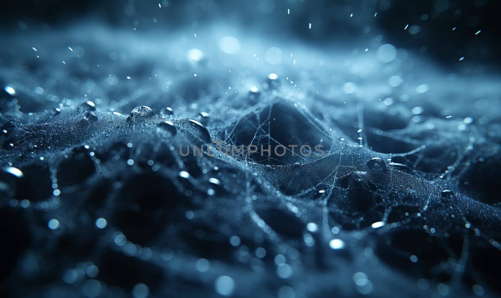 Close-up of water droplets on a dark surface.