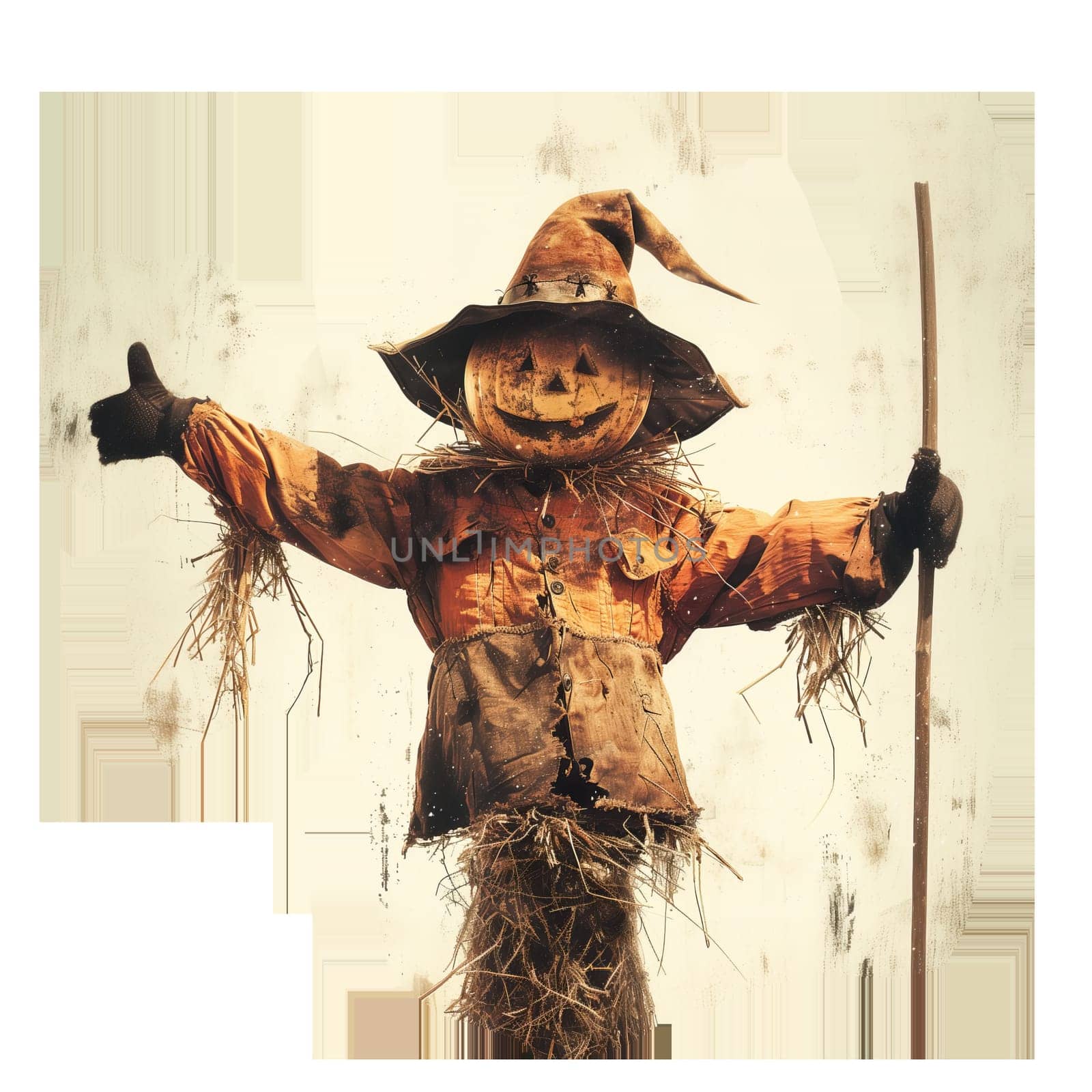 Cut out faded photo of halloween scarecrow by Dustick