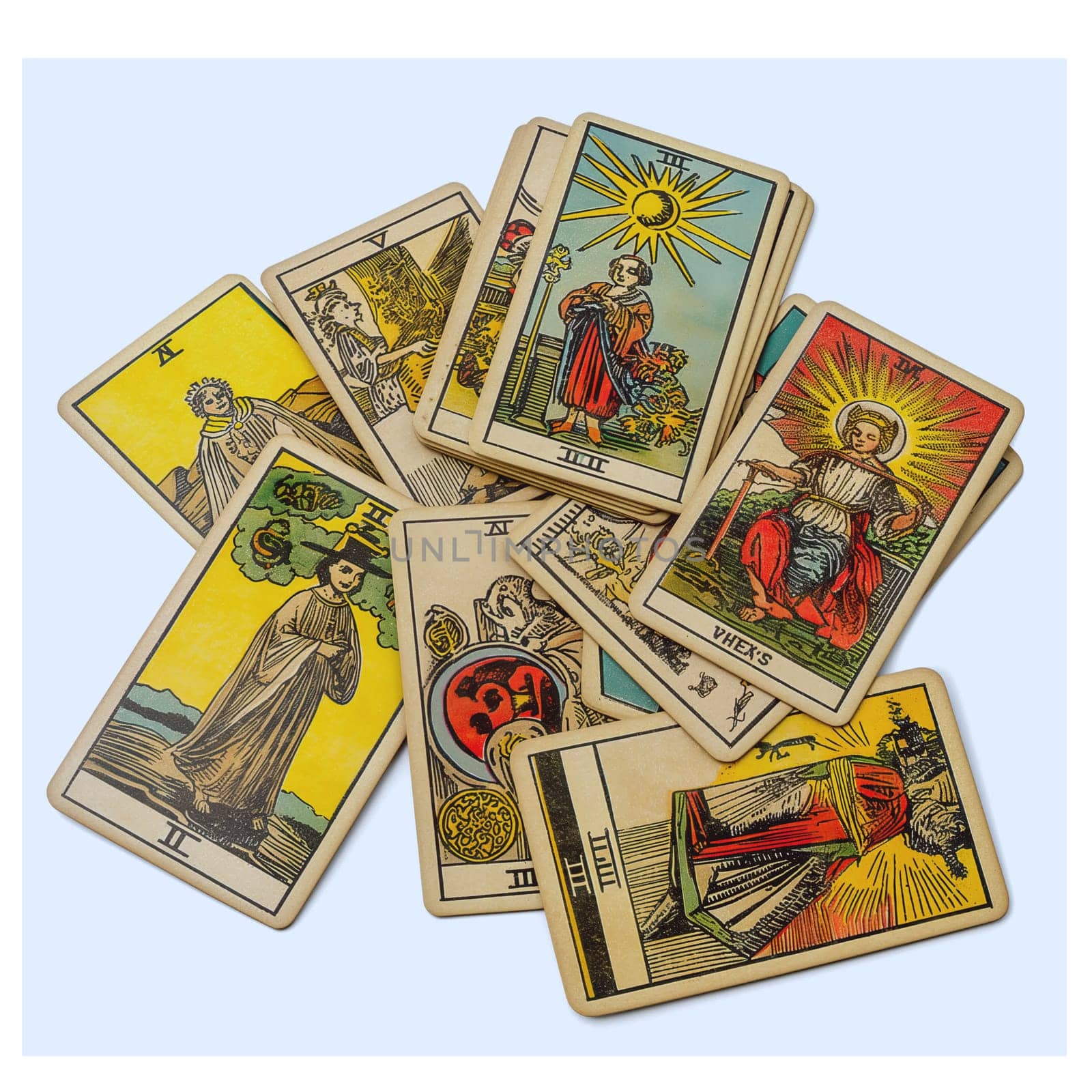Cut out faded photo of halloween tarot cards by Dustick