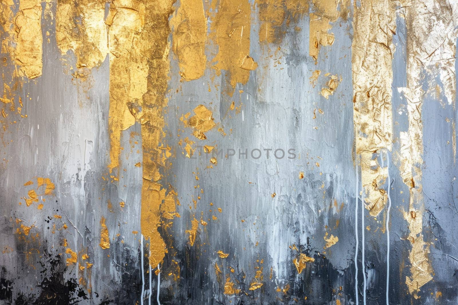 The abstract picture of the gold, blue and black colour that has been painted or splashed on the white blank background wallpaper to form random shape that cannot be describe yet beautiful. AIGX01.