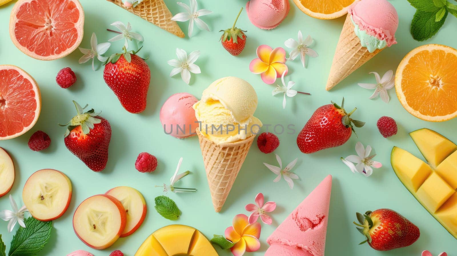 There is a wide variety of fruits and berries displayed on the table, including Rangpur, oranges, and other yellow fruits. These ingredients can be used to create delicious dishes and recipes AIG50