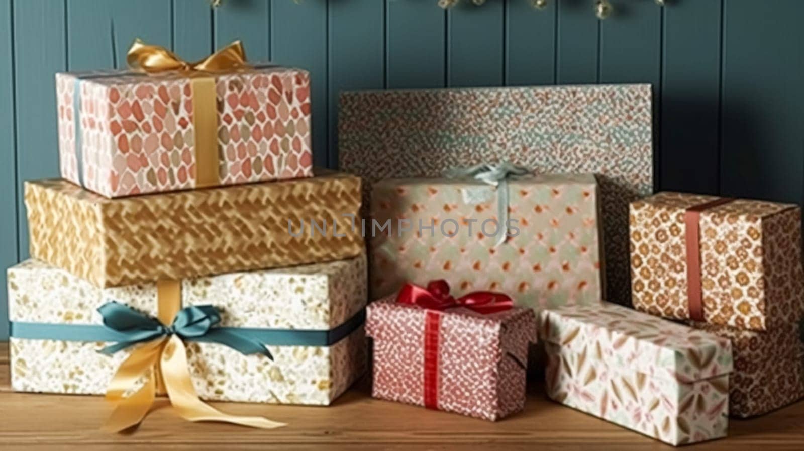 Holiday gifts and presents, country cottage style wrapped gift boxes for boxing day, Christmas, Valentines day and holidays shopping sale, beauty box delivery idea
