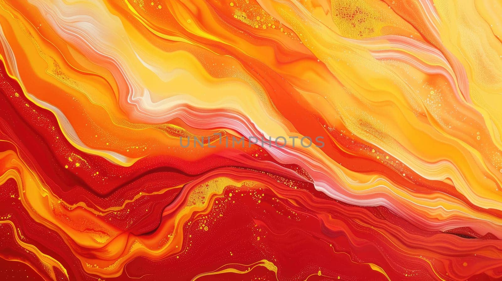 A vibrant painting capturing the intense heat and beauty of a flame. The artwork displays a stunning pattern of amber, orange, and peach colors, reminiscent of a geological phenomenon AIG50