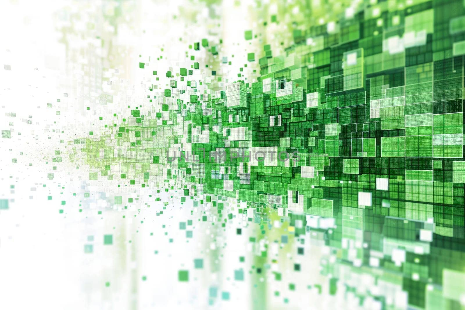 Green and white abstract background of squares. AIG51A.
