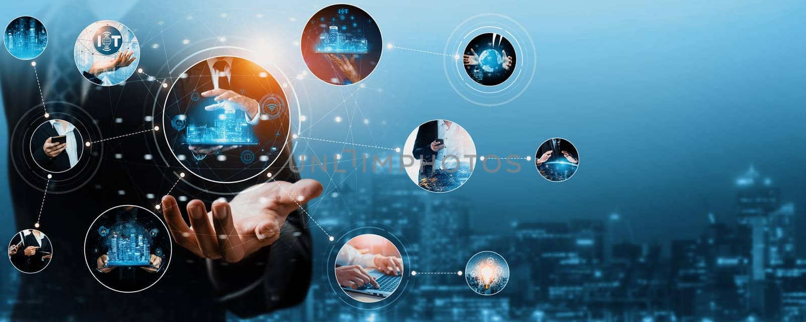Communication technology , smart connection IOT and people network technology concept. People using connective device to connect to the secured internet network and cloud computing server kudos