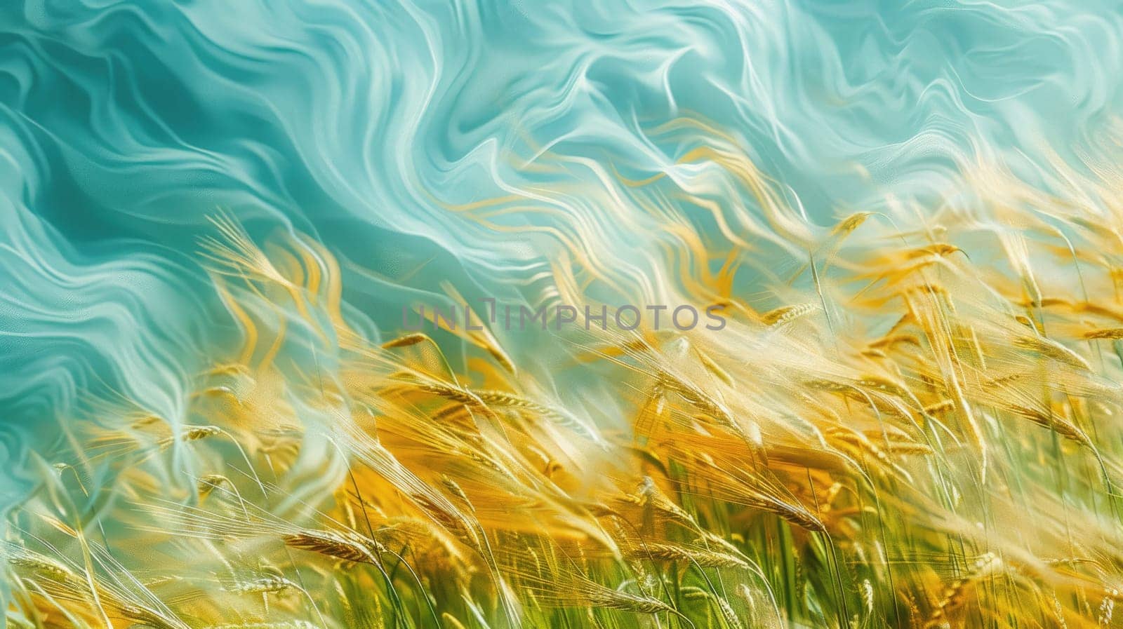 A close up of a wheat field swaying in the wind, a beautiful natural landscape showcasing agriculture and the peacefulness of the meadow AIG50