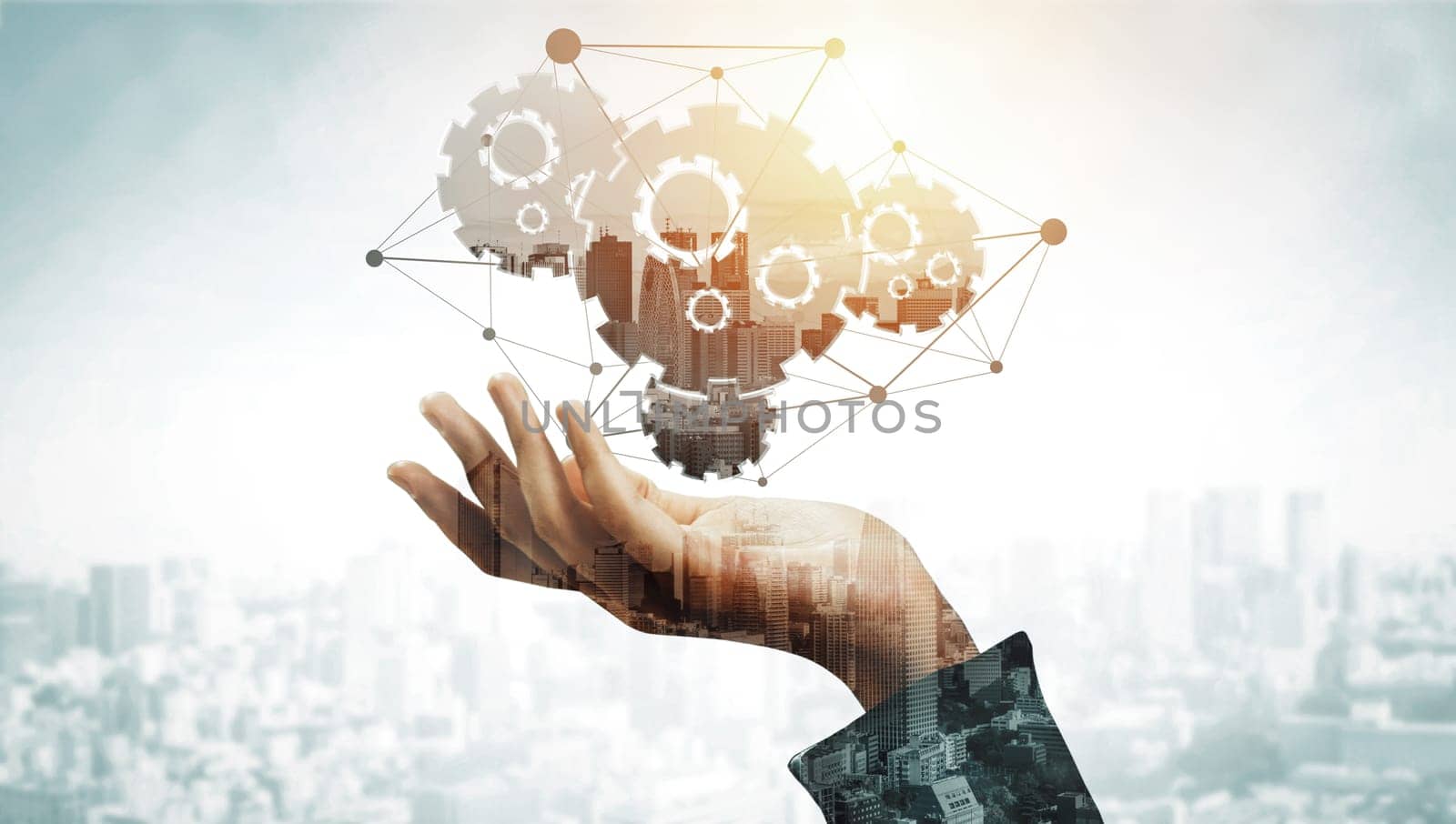 Innovation Technology for Business Finance Concept. Modern graphic interface showing symbol of innovative ideas thinking, research and development study. uds