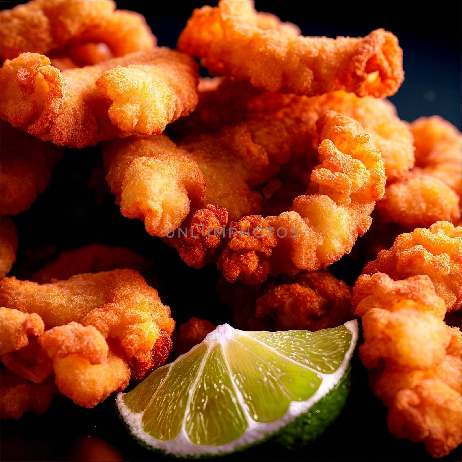 Pork rind puffy fried chicharrones chili lime salt dusting Food and Culinary concept by panophotograph