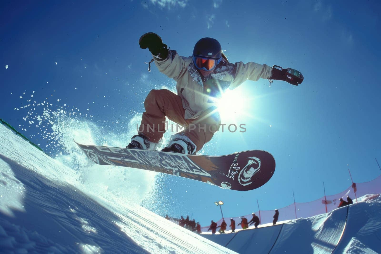 Snowboarding with a stock photo of a snowboarder executing a jump in a terrain park