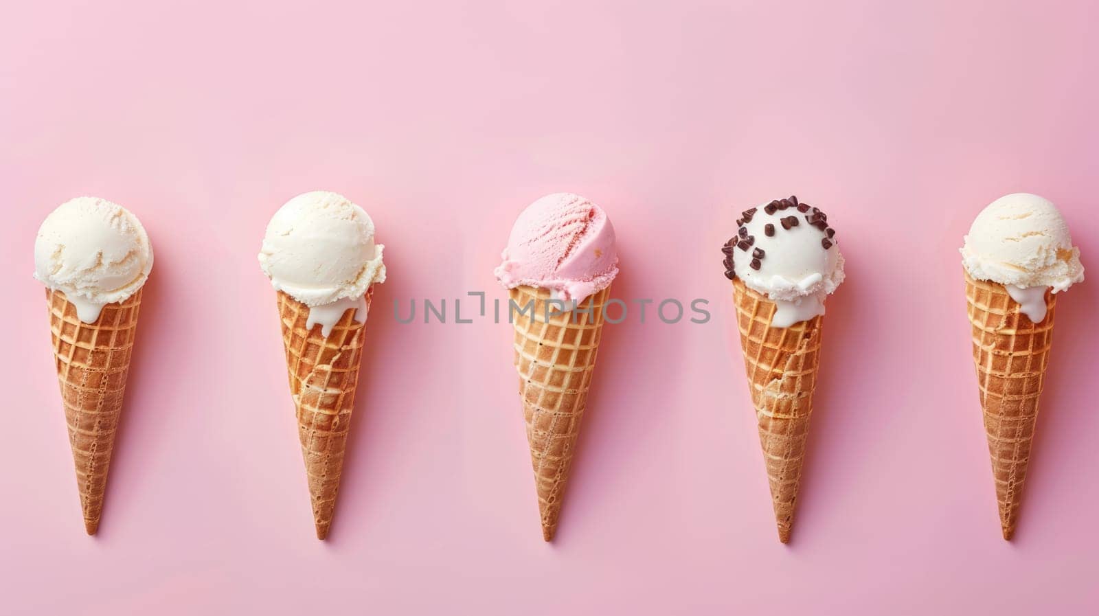 Explore a variety of food options like ice cream flavors and raspberries on a pink background. Perfect for cake decorating supplies or baked goods with a touch of artistry AIG50