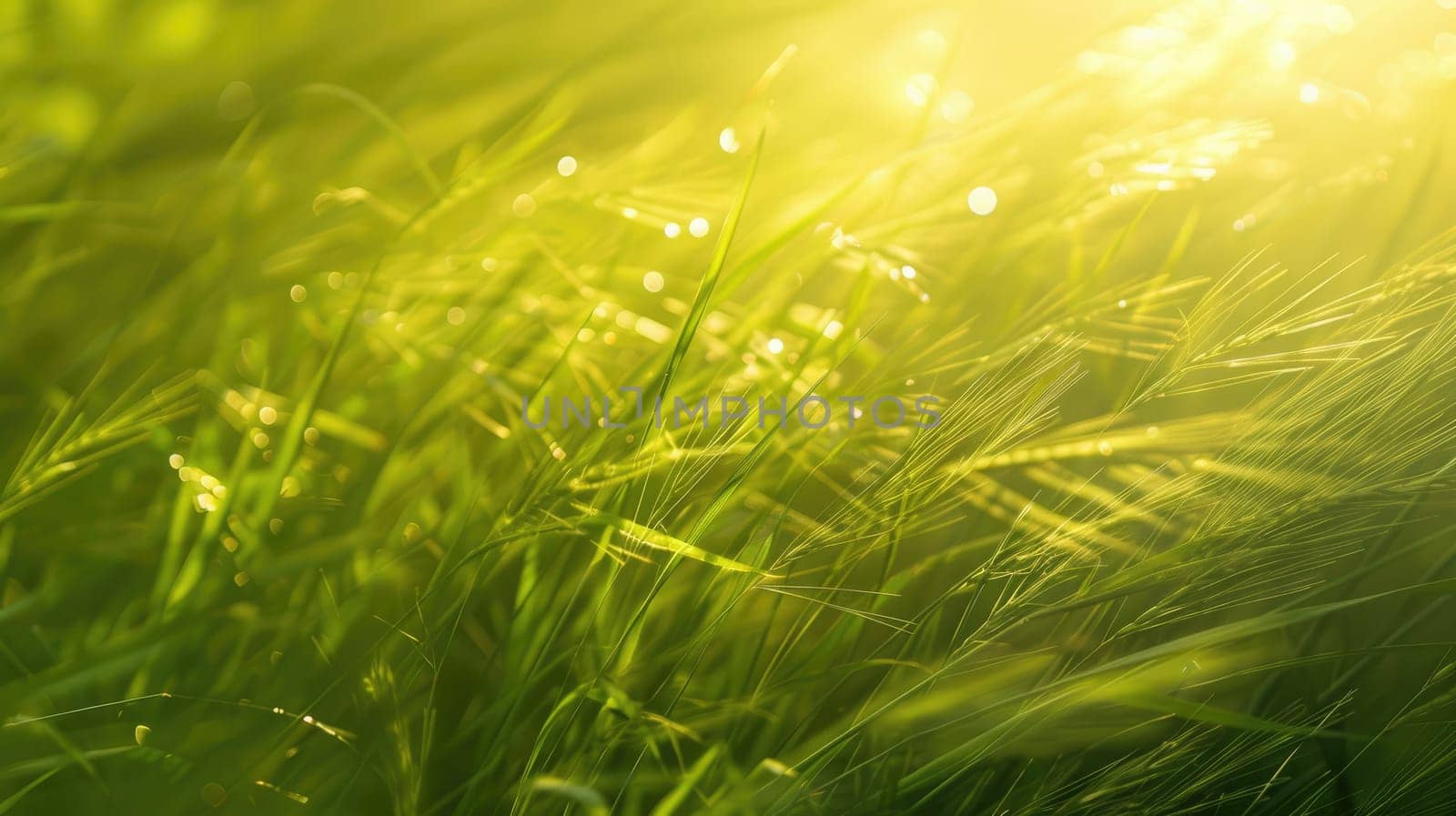 A closeup shot capturing the movement of tall terrestrial plants in a windy natural landscape. The grassland sways gracefully in the wind AIG50