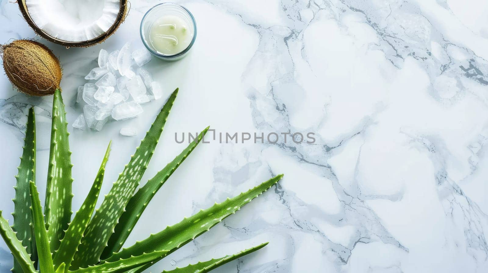 The table is filled with various ingredients like plant leaves, branches, twigs, and grass, along with dishware, tableware, plates for preparing delicious cuisine recipes AIG50