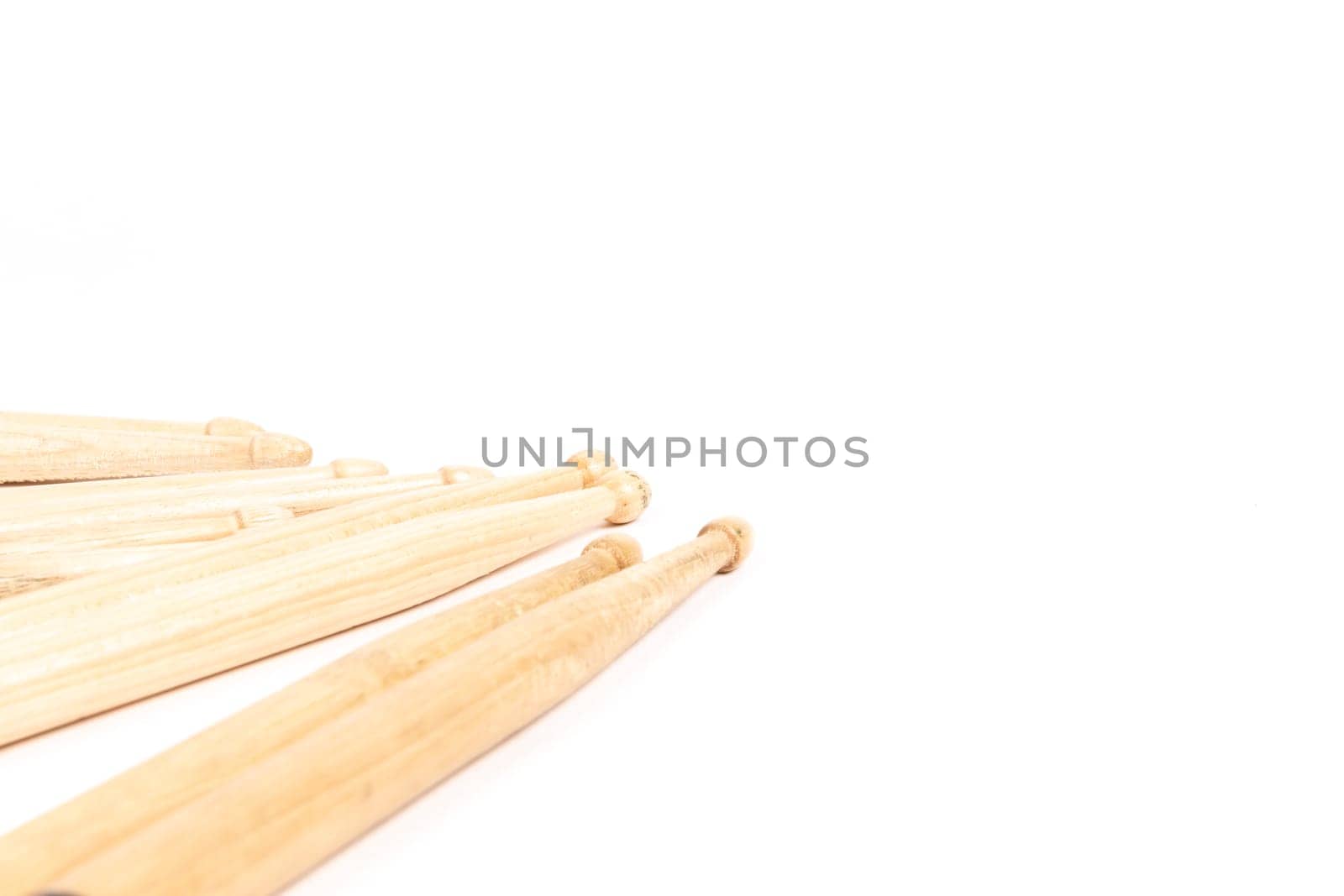 Drum sticks isolated on white background, copy space. High quality photo