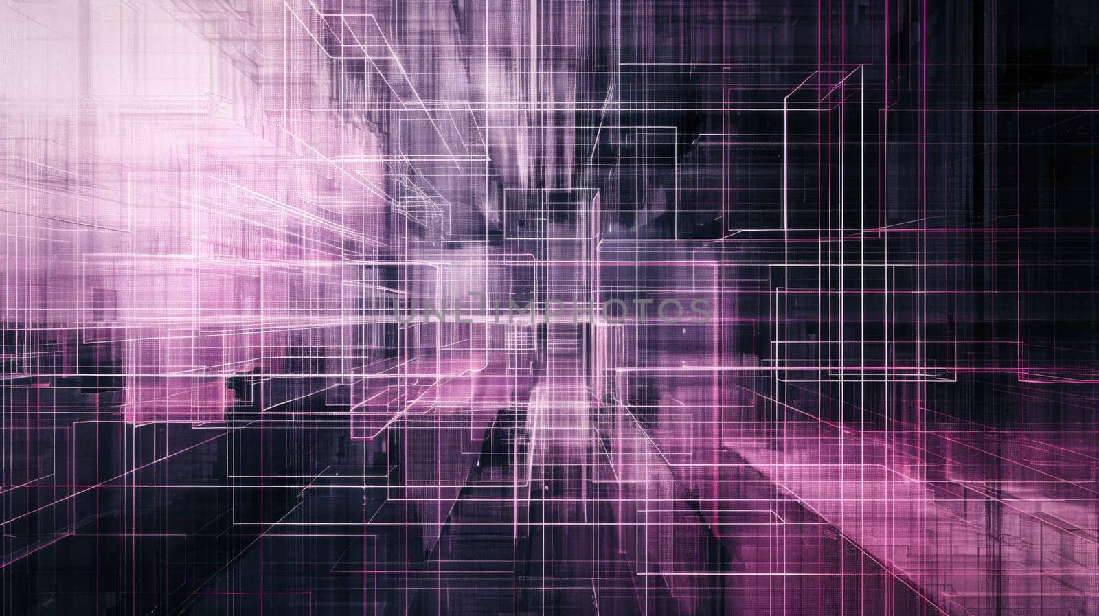 A glowing purple grid of cubes in perspective. AIG51A.