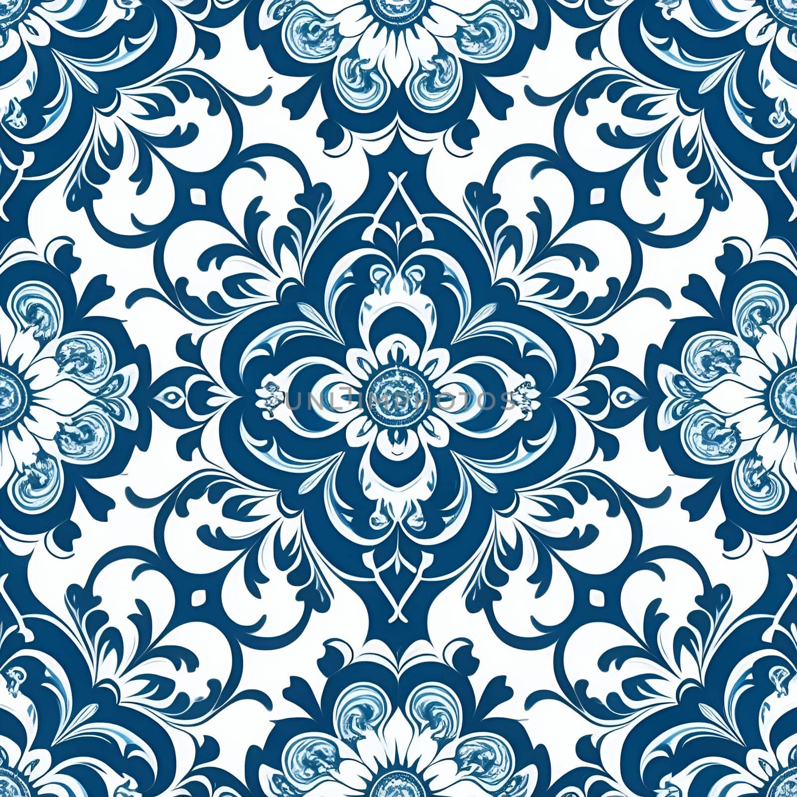 Blue and White Floral Pattern - Classic and Elegant by gallofoto