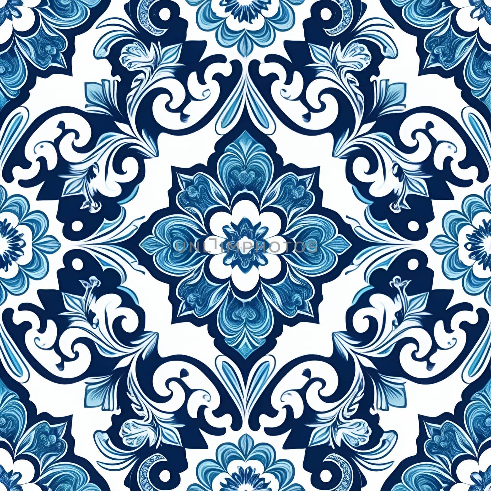 Blue and White Floral Pattern - Classic and Elegant by gallofoto