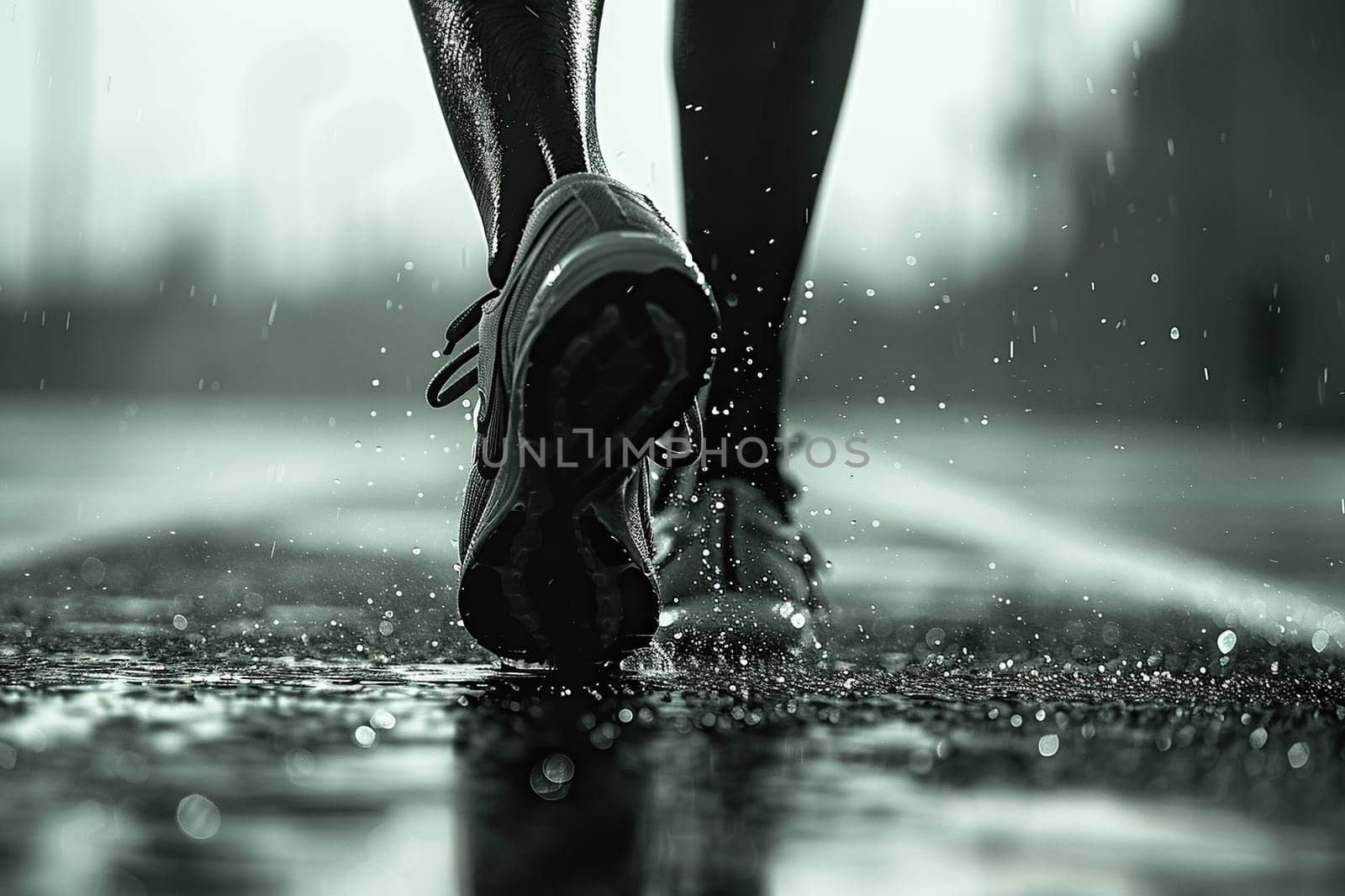 Black and white photo of a professional sprinter's legs. Concept of running, professional sport.