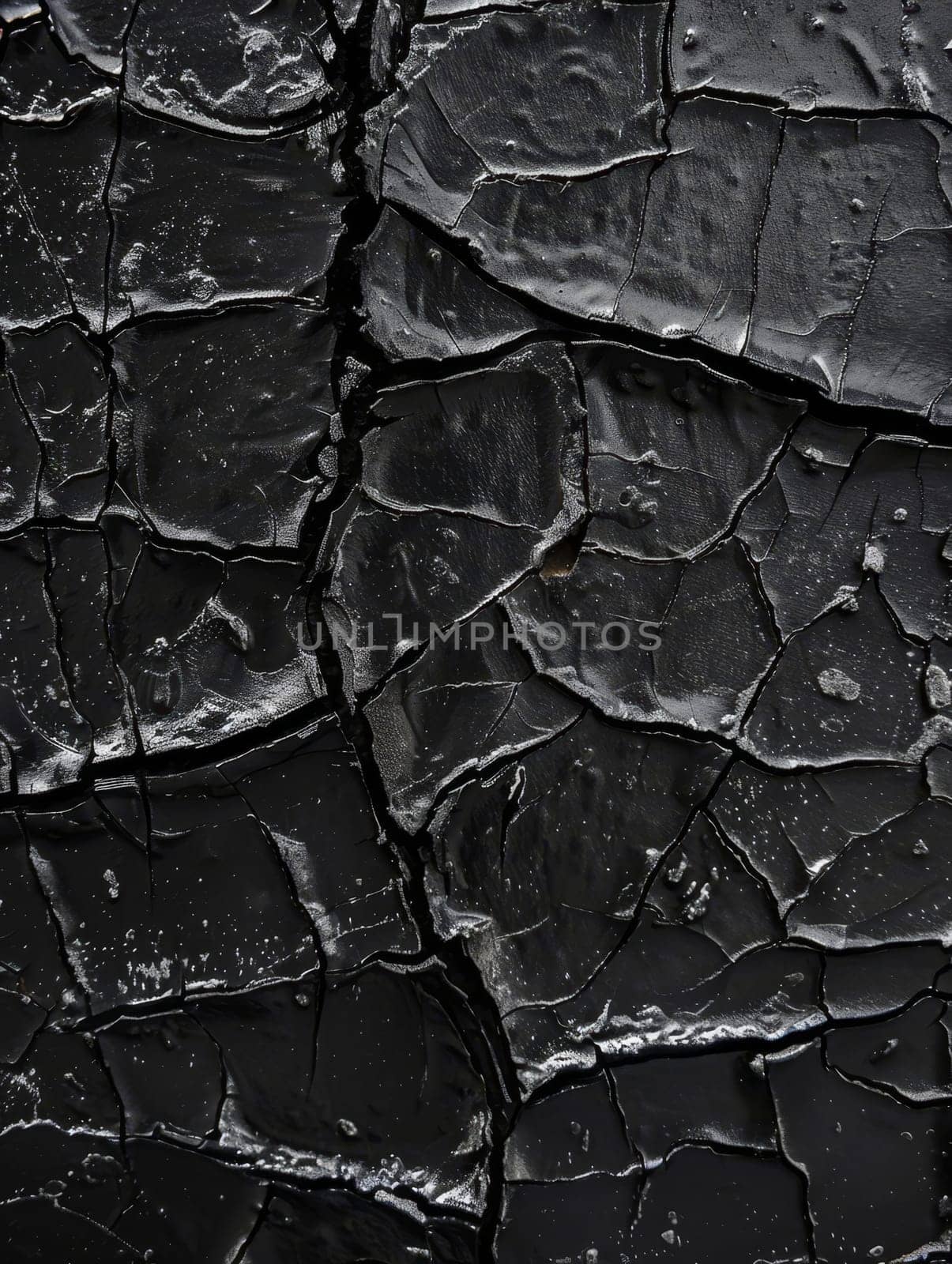 A black surface reveals a detailed cracked paint texture, evoking a sense of historical wear and tear. The visual narrative speaks to the passage of time