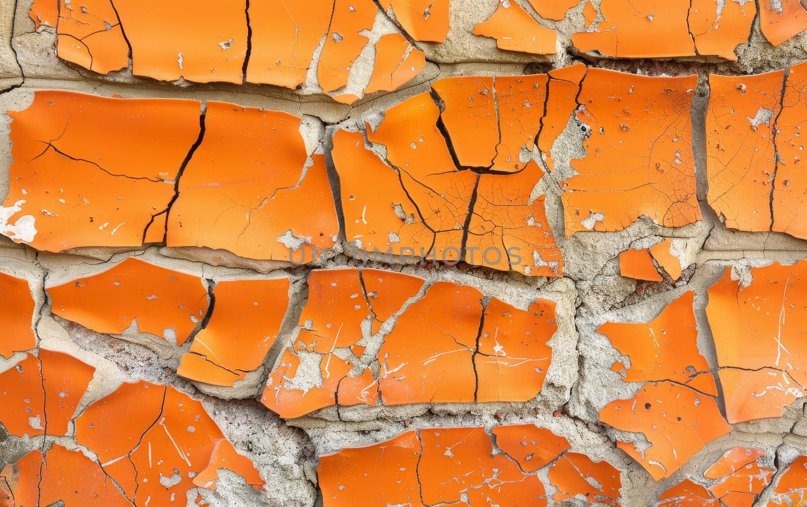 This image showcases the intricate cracks and texture of orange paint, a visual narrative of decay that is both striking and poignant